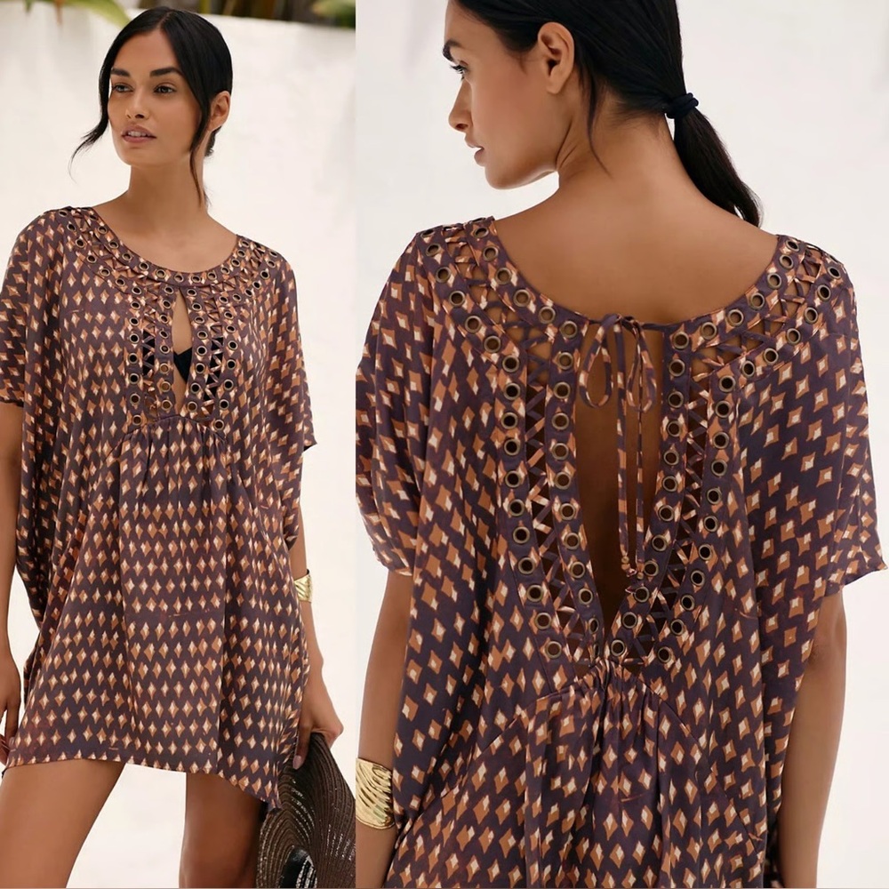 Anthropologie Graham Keegan Short-Sleeve Keyhole Tunic XXS